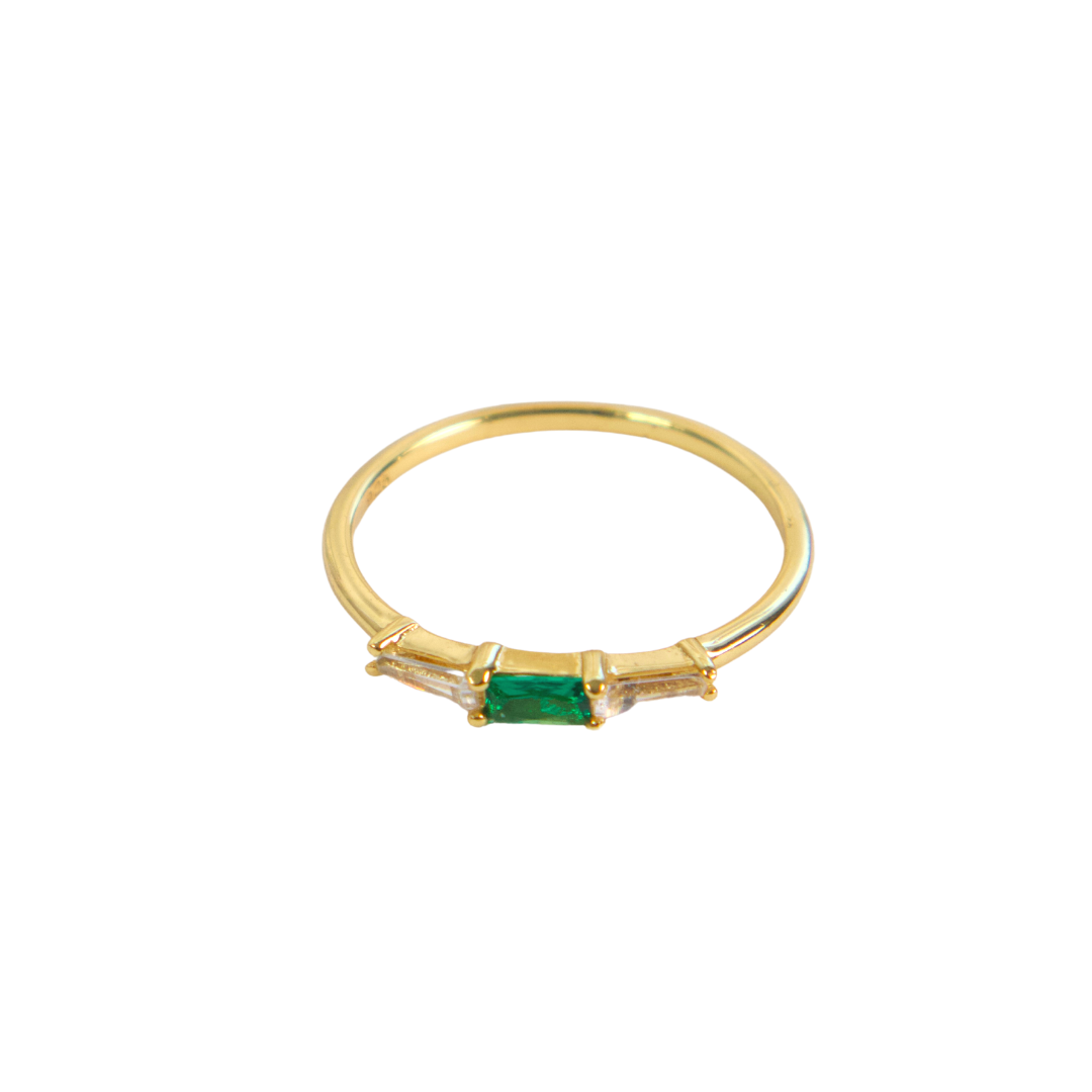 18k Diamond & Emerald Baguette Stacking ring